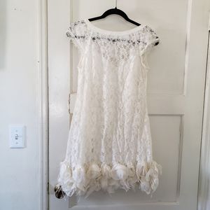 NWOT Jessica Simpson White Lace and Feather Dress